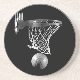 Schwarz-Weiß-Basketball Getränkeuntersetzer