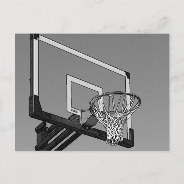 Schwarz-Weiß-Basketball-Hoop Postkarte (Vorderseite)