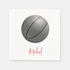Schwarz-Weiß-Basketball Ihr Name Serviette