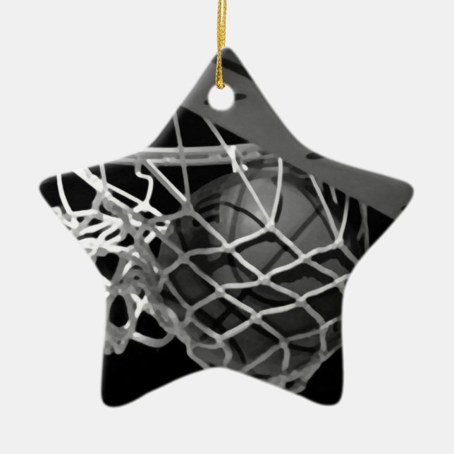 Schwarz-Weiß-Basketball Keramik Ornament (Vorne)