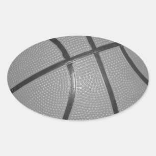 Schwarz-Weiß-Basketball Ovaler Aufkleber