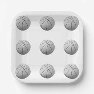 Schwarz-Weiß-Basketball Pappteller
