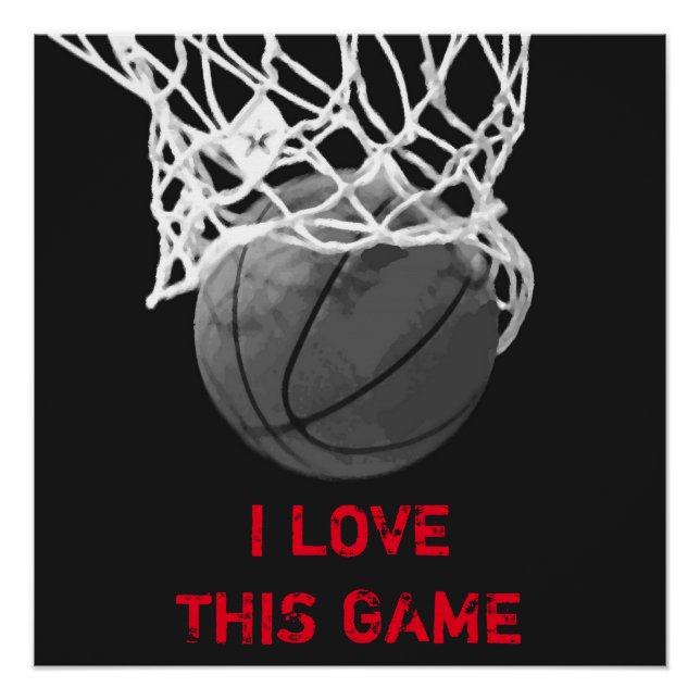 Schwarz-Weiß Basketball Perfektes Poster (Vorderseite)