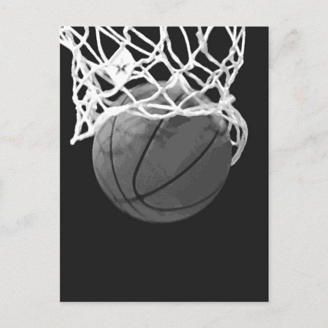 Schwarz-Weiß-Basketball Postkarte (Vorderseite)