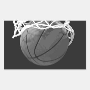 Schwarz-Weiß-Basketball Rechteckiger Aufkleber