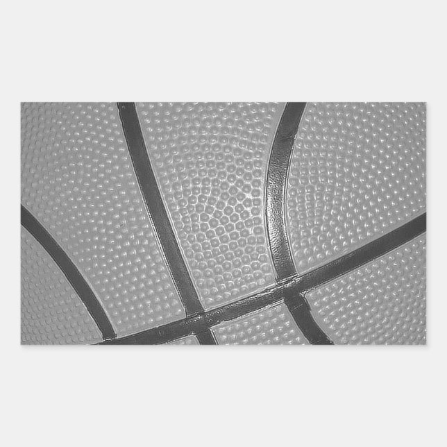 Schwarz-Weiß-Basketball Rechteckiger Aufkleber (Vorderseite)