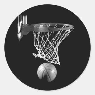 Schwarz-Weiß-Basketball Runder Aufkleber