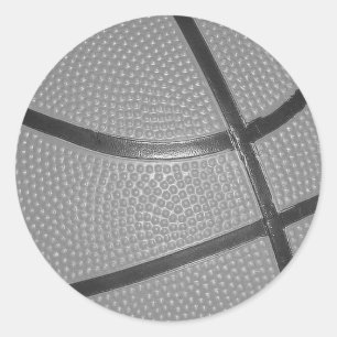 Schwarz-Weiß-Basketball Runder Aufkleber