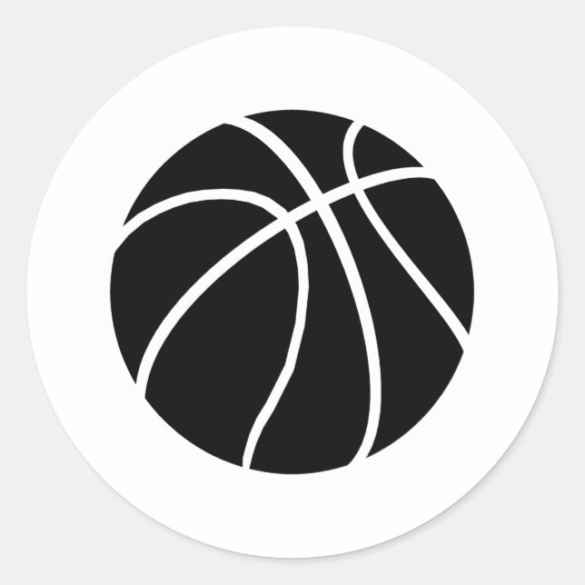 Schwarz-Weiß-Basketball Runder Aufkleber (Vorderseite)