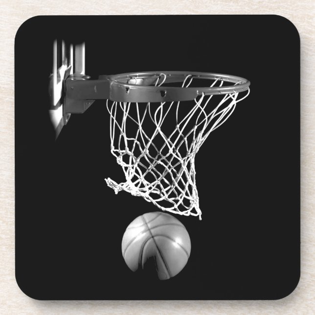 Schwarz-Weiß-Basketball Untersetzer (Vorderseite)