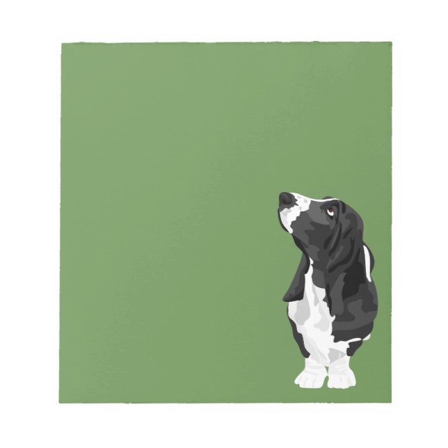 Schwarz-Weiß-Basset-Hound Notizblock (Vorderseite)