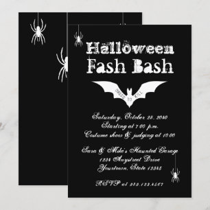 Schwarz-Weiß Bat Chic Crazy Halloween-Party Einladung