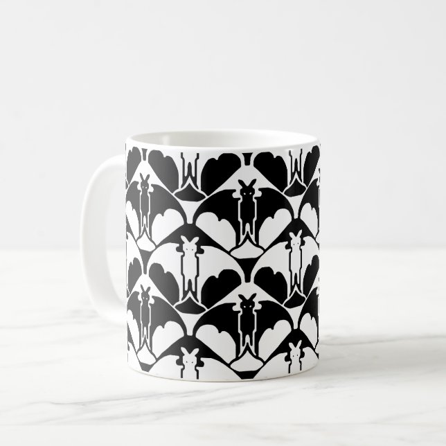 Schwarz-Weiß-Batty-Kaffeetasse Kaffeetasse (Vorderseite Links)