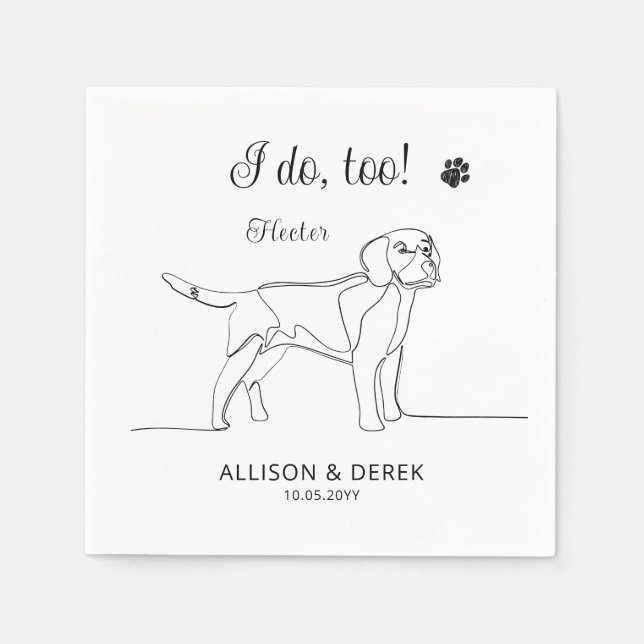 Schwarz-Weiß-Beagle Hund ich tue zu Hochzeit Serviette (Vorderseite)