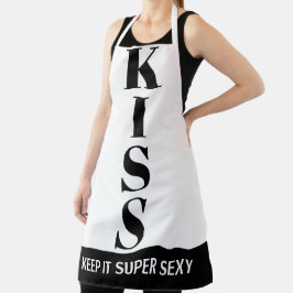 Schwarz-Weiß Behalt It Super Sexy KISS Schürze