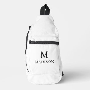 Schwarz-Weiß benutzerdefinierter Name Crossbody Bag