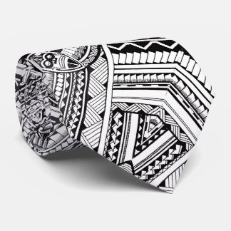 Schwarz-Weiß-Beruflich-Tribal-Tattoo-Muster Krawatte