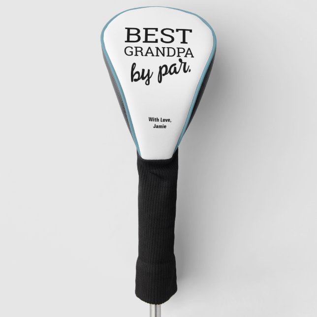 Schwarz Weiß Bester Opa nach Par Personalized  Golf Headcover (Vorderseite)