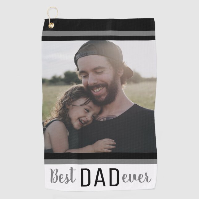Schwarz-Weiß bester Vater je nach Foto Golfhandtuch (Vorderseite)
