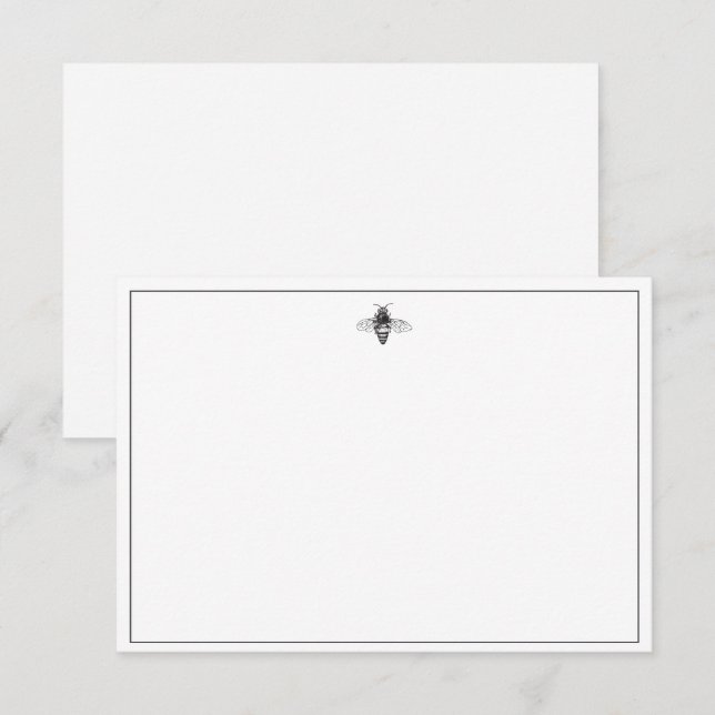 Schwarz-Weiß-Bienendesign Einladung (Vorne/Hinten)