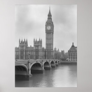 Schwarz-weiß Big Ben - Historisches London Wahrzei Poster