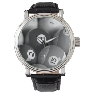 Schwarz-Weiß-Billard-Uhr Armbanduhr
