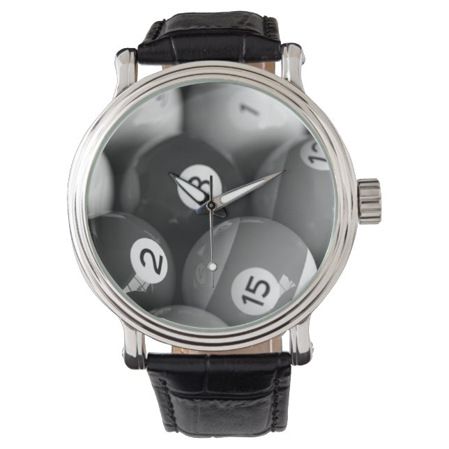 Schwarz-Weiß-Billard-Uhr Armbanduhr (Vorderseite)
