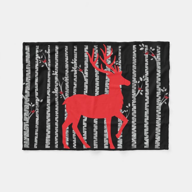 Schwarz-Weiß-Birkenwälder Fleece Blanket (Vorderseite (Horizontal))