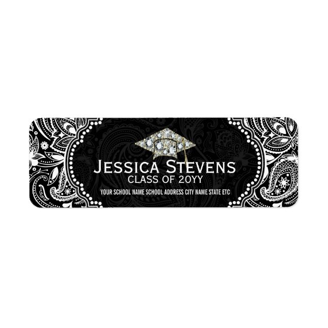 Schwarz-Weiß-Bläschen-Paisley-Abschluss Hat 4 (Vorne)