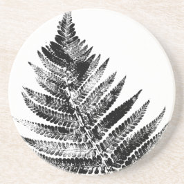 Schwarz-Weiß-Blattdruckrunde Getränkeuntersetzer