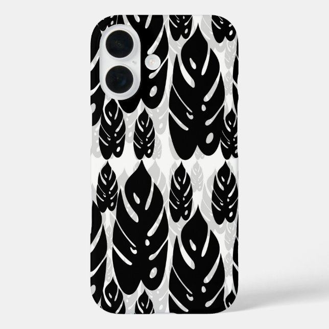 Schwarz-Weiß-Blätter iPhone 16 Hülle (Rückseite)
