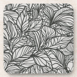 Schwarz-Weiß-Blätter-Muster Getränkeuntersetzer