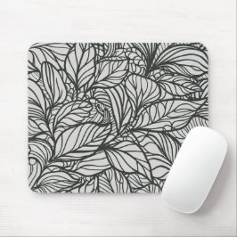 Schwarz-Weiß-Blätter-Muster Mousepad
