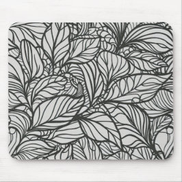 Schwarz-Weiß-Blätter-Muster Mousepad