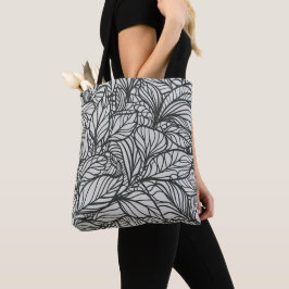 Schwarz-Weiß-Blätter-Muster Tasche