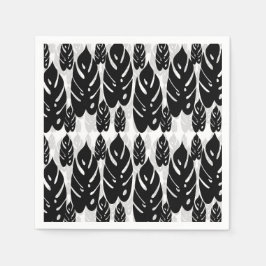 Schwarz-Weiß-Blätter Serviette