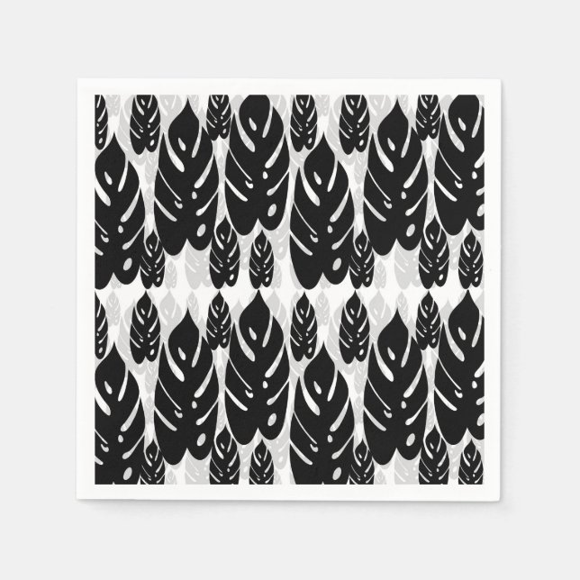 Schwarz-Weiß-Blätter Serviette (Vorderseite)