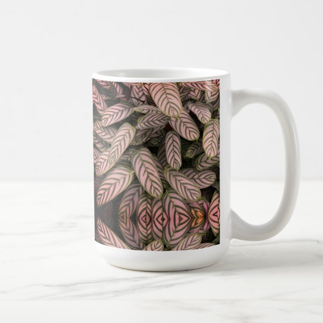 Schwarz-Weiß-Blattmuster  Kaffeetasse (Rechts)