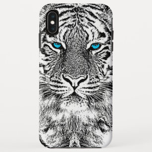 Schwarz-Weiß-blaue Augen Tiger Graphic iPhone XS Max Hülle