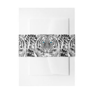 Schwarz-Weiß-blaue Augen Tiger Graphic Einladungsbanderole