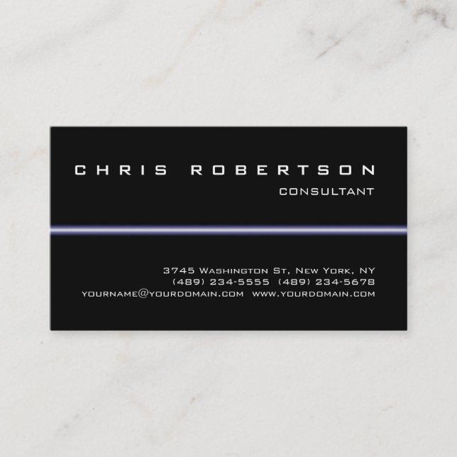 Schwarz-weiß Blue Light Attractive Business Card Visitenkarte (Vorderseite)