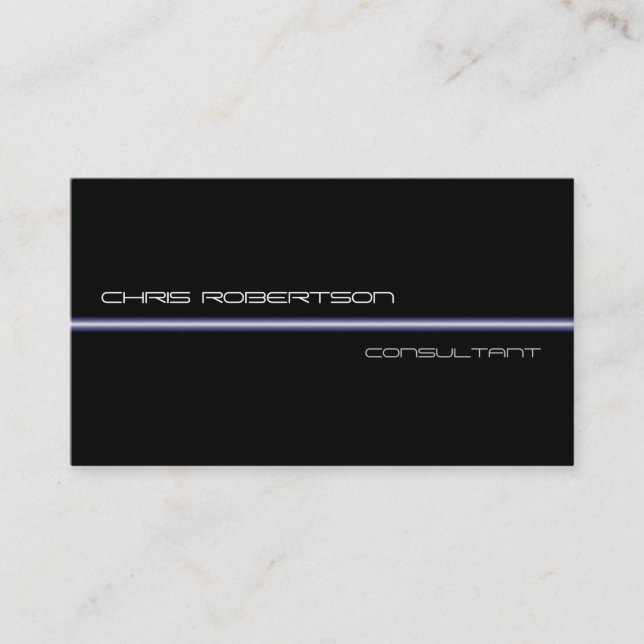 Schwarz-weiß Blue Light Attractive Business Card Visitenkarte (Vorderseite)