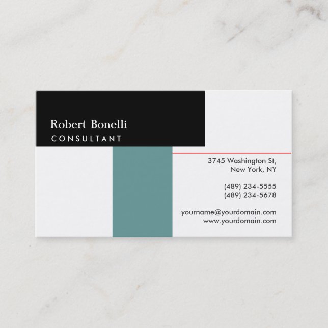 Schwarz-weiß Blue Modern Consulting Business Card Visitenkarte (Vorderseite)