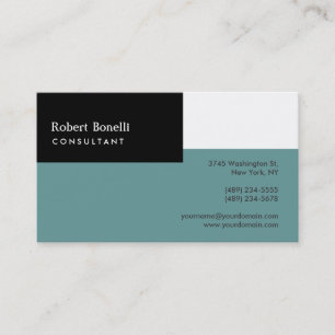 Schwarz-weiß Blue Modern Consulting Business Card Visitenkarte