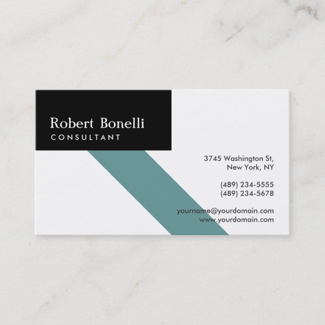 Schwarz-weiß Blue Modern Consulting Business Card Visitenkarte (Vorderseite)