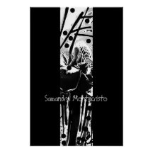 Schwarz-Weiß-Blume-Band-Glossy-Poster