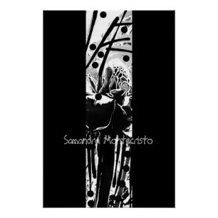 Schwarz-Weiß-Blume-Band-Glossy-Poster Poster