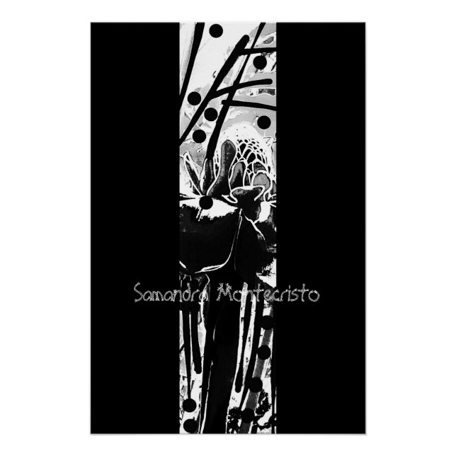 Schwarz-Weiß-Blume-Band-Glossy-Poster Poster (Vorderseite)