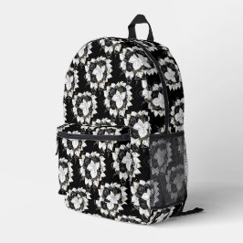 Schwarz-Weiß-Blume Bedruckter Rucksack