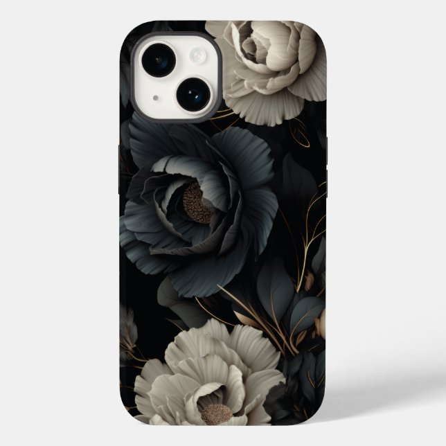 Schwarz-Weiß-Blume Case-Mate iPhone 14 Hülle (Rückseite)